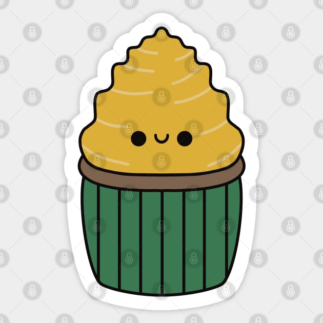 Cute Banana Cupcake - Kawaii Cupcake Sticker by KawaiiByDice